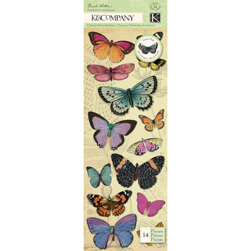 K and Company - Flora and Fauna Collection - Adhesive Chipboard - Butterfly, CLEARANCE