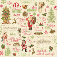 K and Company - Yuletide Collection - Christmas - 12 x 12 Paper - Words, Phrases and Icons, CLEARANCE