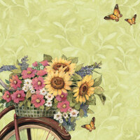 K and Company - Spring Blossom Collection - 12 x 12 Paper with Glitter Accents - Flowers on Bicycle