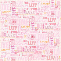 K and Company - Valentine Collection - 12 x 12 Paper with Foil Accents - Love Words Pink