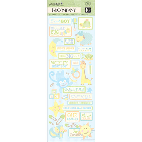 K and Company - Animal Tales Collection - Embossed Stickers - Baby Boy