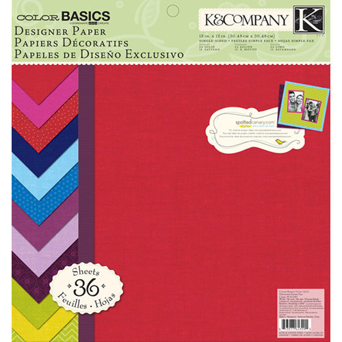 K and Company - Color Basics Collection - 12 x 12 Designer Paper Pad - Vivid