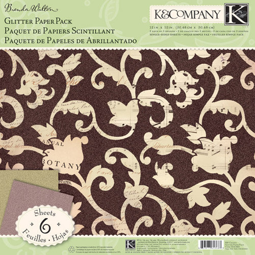 K and Company - Flora and Fauna Collection - 12 x 12 Glitter Paper Pack