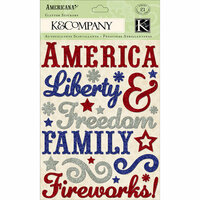 K and Company - Americana Collection - Glitter Stickers - Word