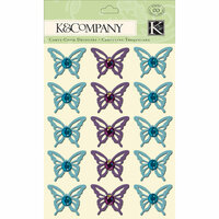 K and Company - Botanical Collection - Adhesive Chipboard with Glitter and Gem Accents - Butterfly