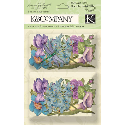 K and Company - Botanical Collection - Layered Accents with Glitter and Gem Accents - Flower