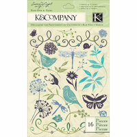 K and Company - Botanical Collection - Rub Ons with Gem Accents