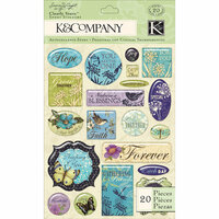 K and Company - Botanical Collection - Clearly Yours - Epoxy Stickers with Glitter Accents - Word