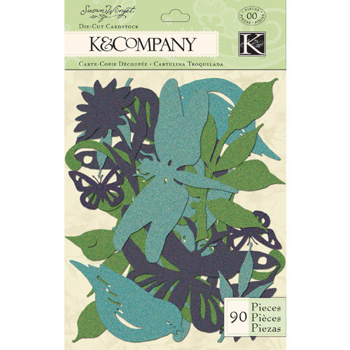 K and Company - Botanical Collection - Glitter Die Cut Cardstock Pieces
