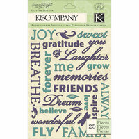 K and Company - Botanical Collection - Glitter Stickers - Word