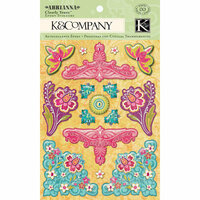 K and Company - Abrianna Collection - Clearly Yours - Epoxy Stickers with Gem Accents - Frames and Swirls