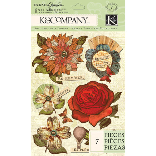 K and Company - Engraved Garden Collection - Grand Adhesions - Floral