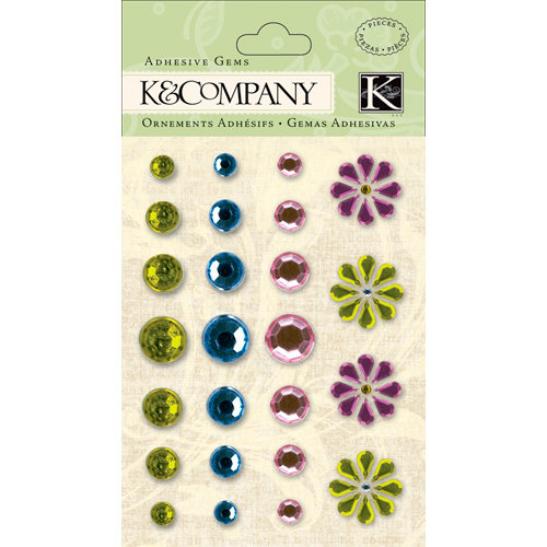 K and Company - Watercolor Bouquet Collection - Adhesive Gems