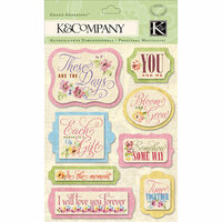 K and Company - Watercolor Bouquet Collection - Grand Adhesions with Glitter Accents - Word