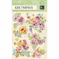 K and Company - Watercolor Bouquet Collection - Grand Adhesions with Glitter Accents - Flower