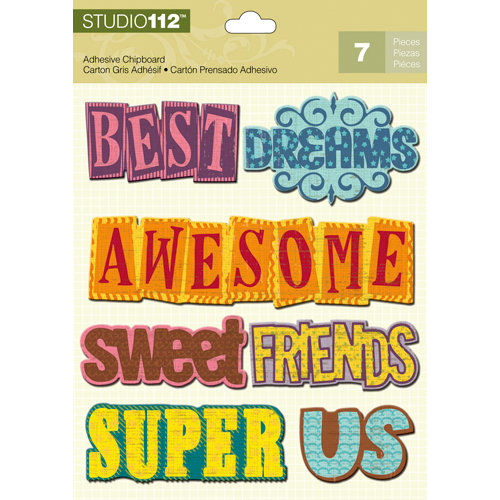 K and Company - Studio 112 Collection - Adhesive Chipboard with Glitter Accents - Word