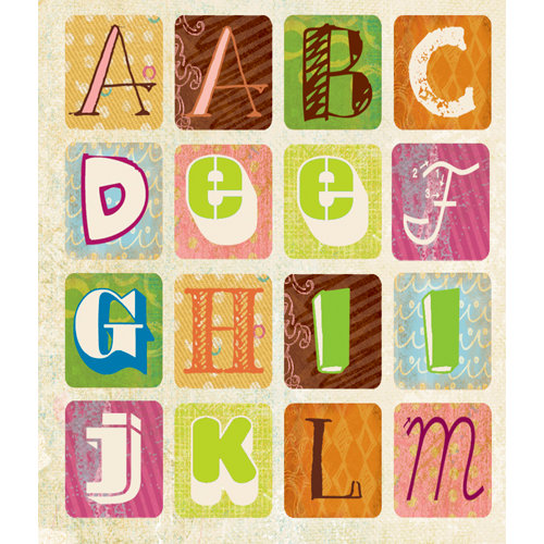 K and Company - Studio 112 Collection - Die Cut Stickers with Glitter Accents - Alphabet - Bright Graphic