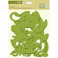 K and Company - Studio 112 Collection - Glitter Chipboard Pieces - Lime Swirls