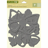 K and Company - Studio 112 Collection - Glitter Chipboard Pieces - Silver Butterflies