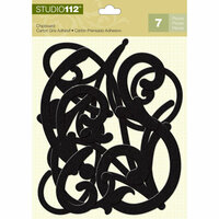 K and Company - Studio 112 Collection - Glitter Chipboard Pieces - Black Swirls