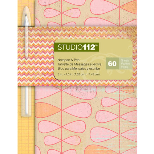 K and Company - Studio 112 Collection - Notepad with Pen - Pink Vine