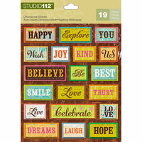 K and Company - Studio 112 Collection - 3 Dimensional Stickers - Bright Word