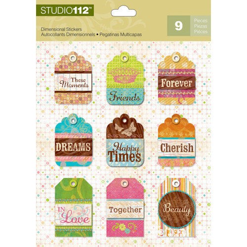 K and Company - Studio 112 Collection - 3 Dimensional Stickers - Multi Patterned Tag