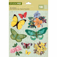 K and Company - Studio 112 Collection - Die Cut Stickers with Foil Accents - Spring Butterflies