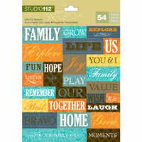 K and Company - Studio 112 Collection - Die Cut Stickers with Foil Accents - Textural Word