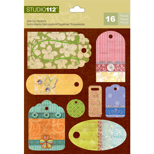 K and Company - Studio 112 Collection - Die Cut Stickers with Foil Accents - Bright Tag