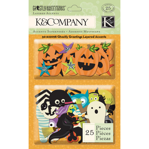 K and Company - Ghostly Greetings Collection - Halloween - Layered Accents with Glitter Accents
