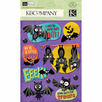 K and Company - Halloween Collection - Adhesive Chipboard with Gem and Glitter Accents - Bat Family