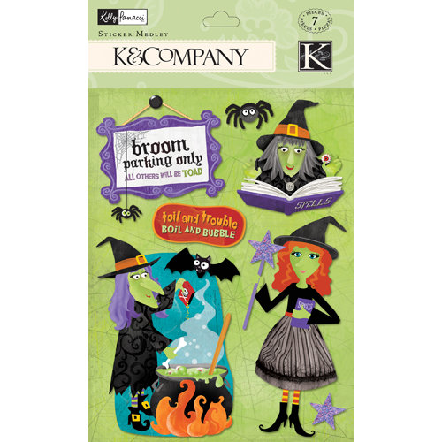 K and Company - Halloween Collection - 3 Dimensional Stickers Medley with Epoxy Gem and Varnish Accents - Witch