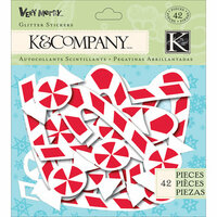 K and Company - Very Merry Collection - Christmas - Foam Glitter Stickers - Peppermint