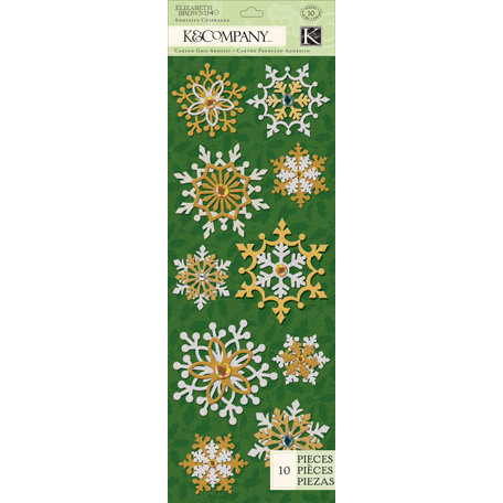K and Company - Visions of Christmas Collection - Adhesive Chipboard with Glitter Accents - Snowflake