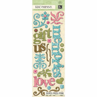 K and Company - Merryweather Collection - Adhesive Chipboard - Word and Swirls