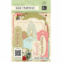 K and Company - Beyond Postmarks Collection - Die Cut Cardstock Pieces with Varnish Accents - Floral