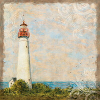 K and Company - Travel Collection - 12 x 12 Textured Paper - Lighthouse