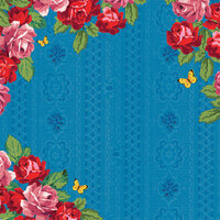 K and Company - Bloomscape Collection - 12 x 12 Paper with Varnish Accents - Rose Border