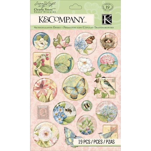 K and Company - Floral Collection - Clearly Yours - Epoxy Stickers - Icons