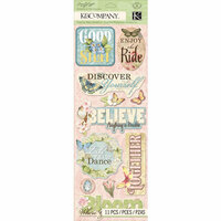 K and Company - Floral Collection - Adhesive Chipboard - Words