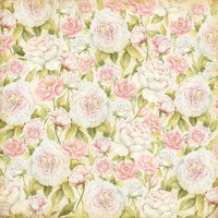 K and Company - Floral Collection - 12 x 12 Paper with Glitter Accents - Soft Roses