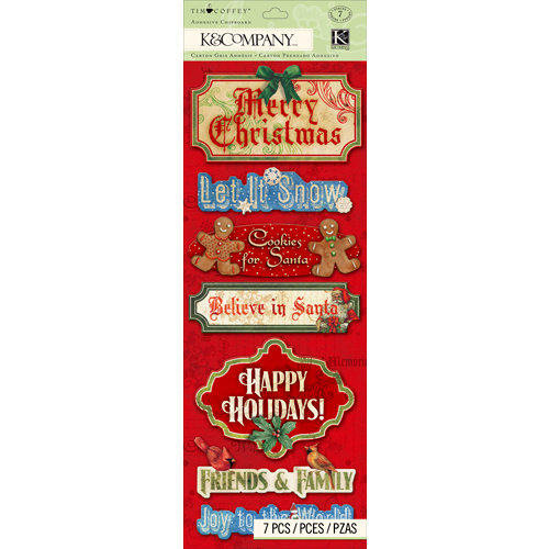 K and Company - Christmas 2012 Collection by Tim Coffey - Adhesive Chipboard with Gem and Glitter Accents