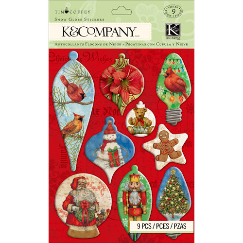 K and Company - Christmas 2012 Collection by Tim Coffey - 3 Dimensional Stickers - Snow Globe Stickers