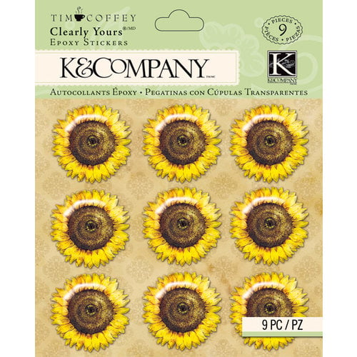 K and Company - Foliage Collection by Tim Coffey - Clearly Yours - Epoxy Stickers - Sunflowers