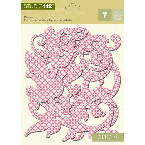 K and Company - Studio 112 Collection - Dazzle Die Cut Pieces - Pink Dazzle Swirl