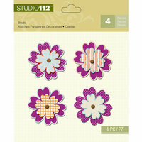 K and Company - Studio 112 Collection - Shaped Brads - Purple Flower