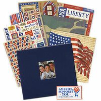 K and Company - 12x12 Album - Connect and Join Patriotic Scrapbook Album - Navy Blue