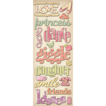 K and Company - Adhesive Chipboard - Hopscotch Collection - Girl Words, CLEARANCE