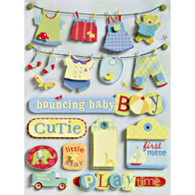 K and Company - Grand Adhesions - Brenda Walton Collection - Small Wonders - Boy Clothesline, CLEARANCE